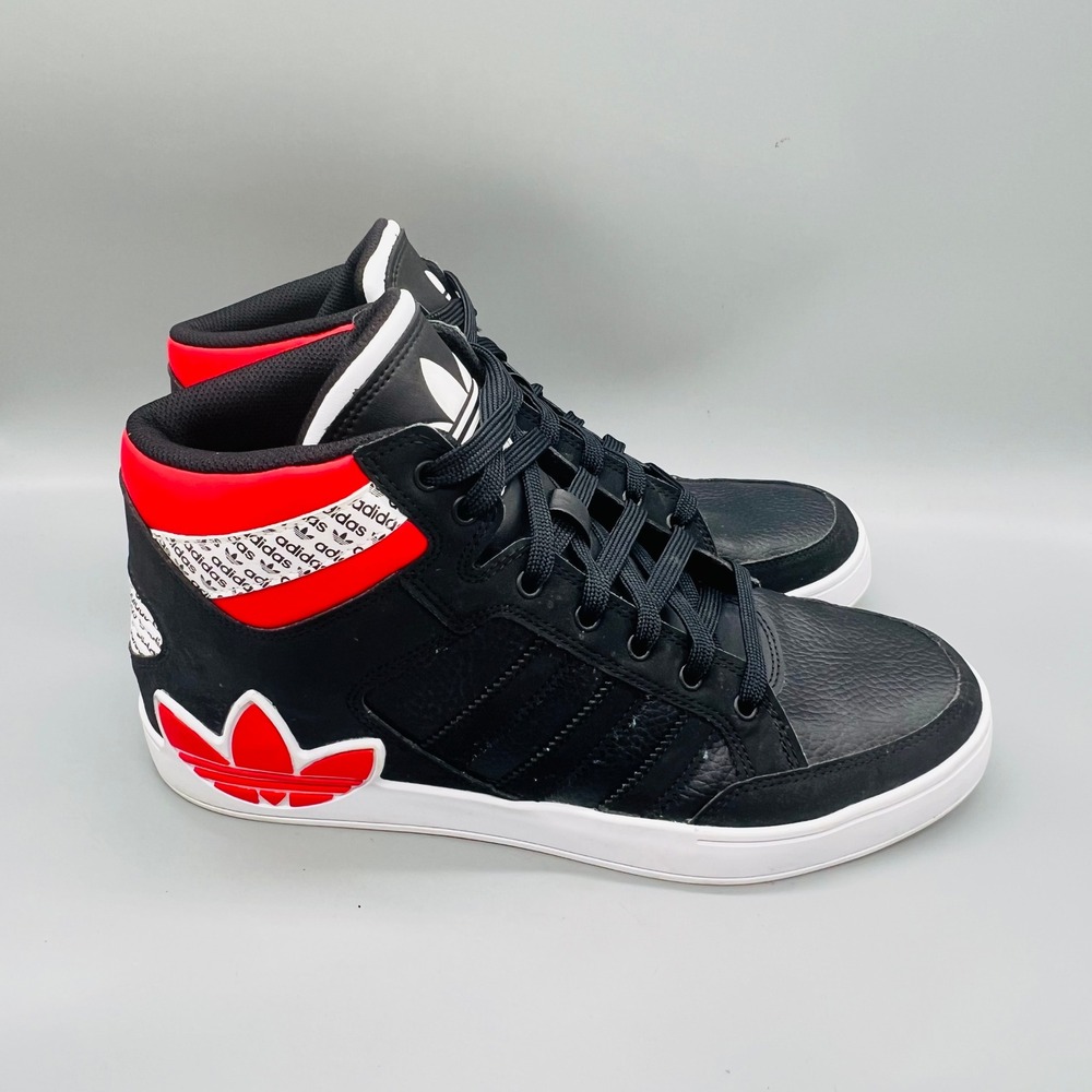 Adidas Originals Shoes Mens 10 Black Red Leather Hardcourt Hi High Top Sneakers